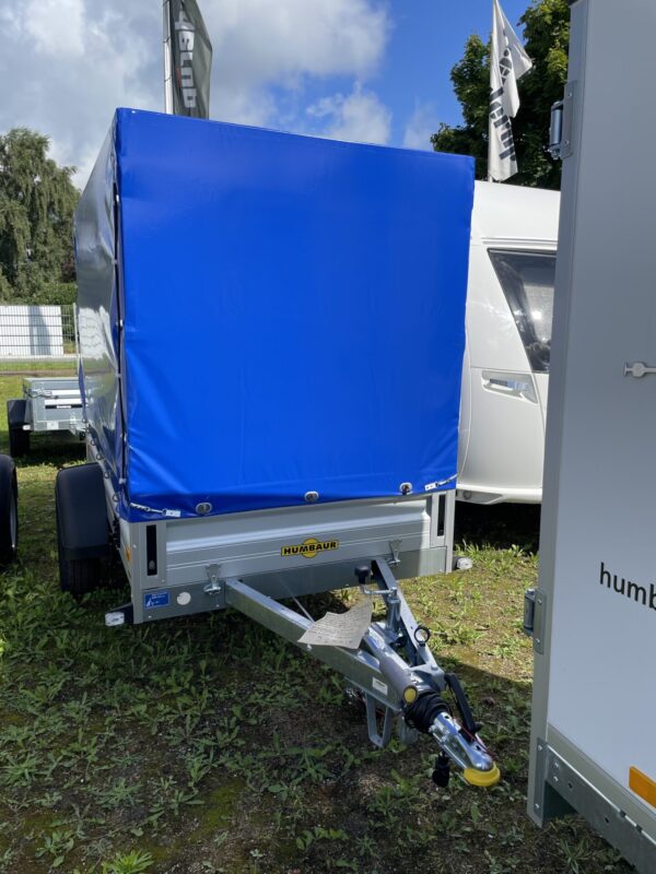 Humbaur HA 132513 KV, inkl. Radstoßdämpfer für 100 km/h Zulassung und Hochplane in blau – Bild 9